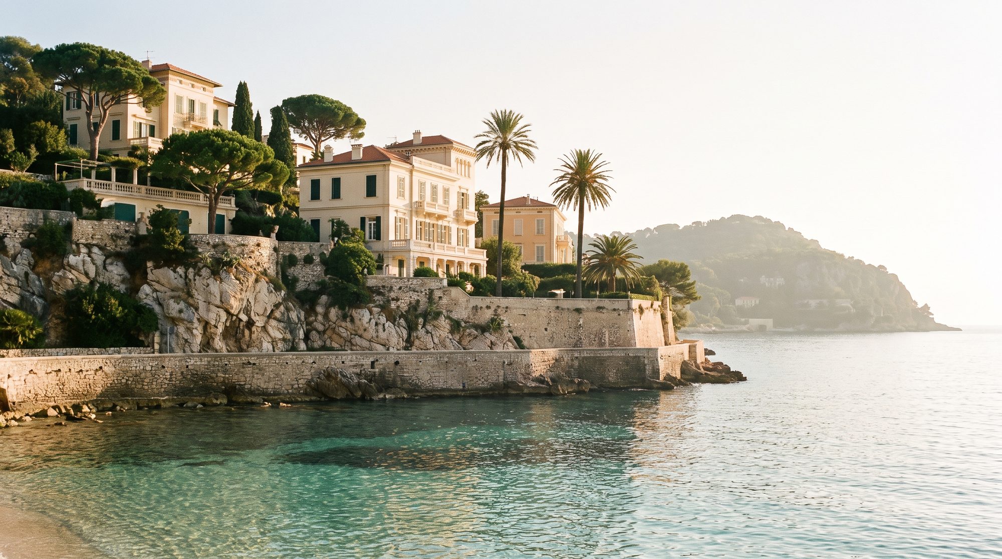 Belle-Époque villas terraced into the limestone above the water at Beaulieu-sur-Mer