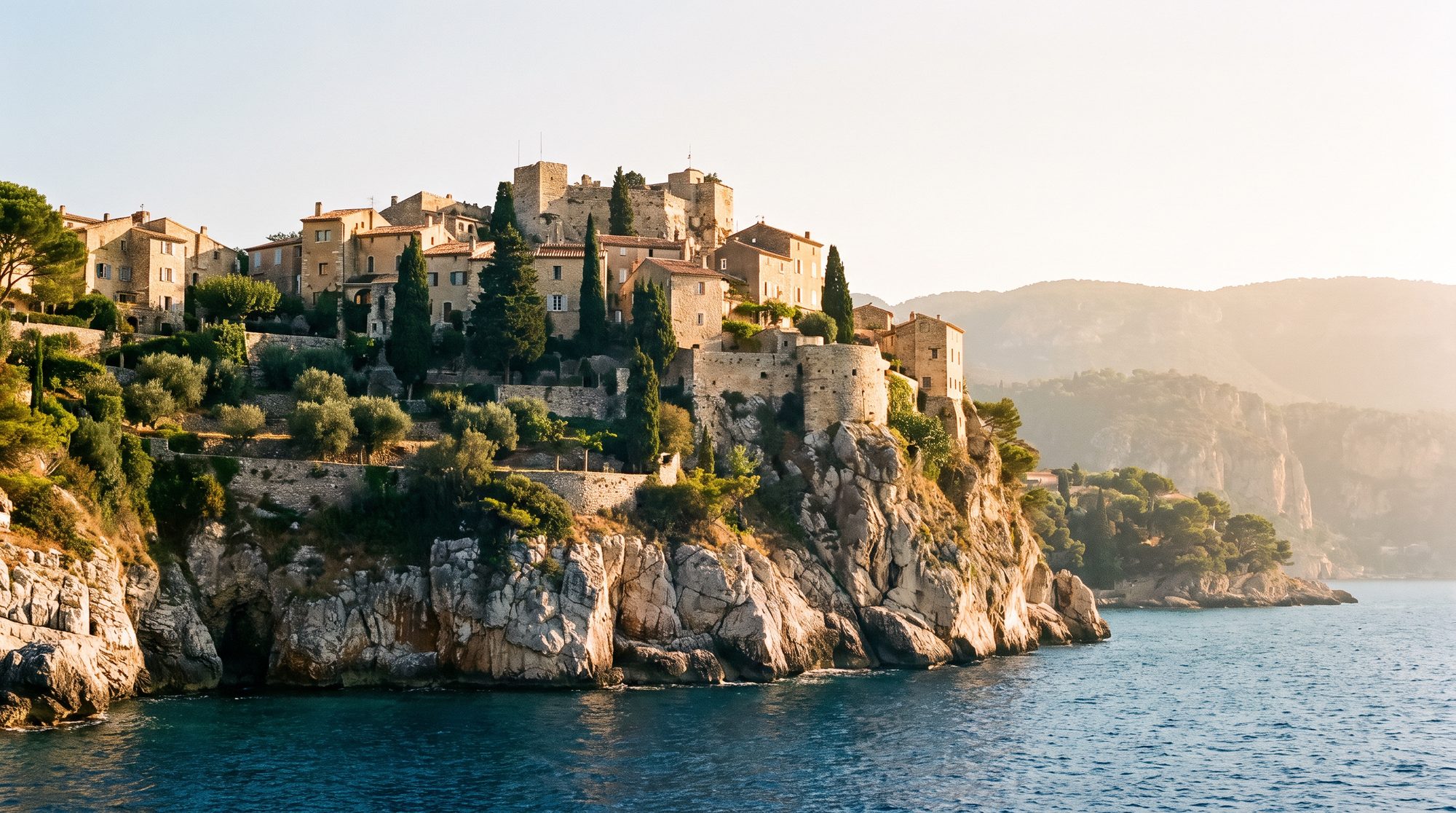 A stone village perched on a crag high above the Mediterranean near Èze
