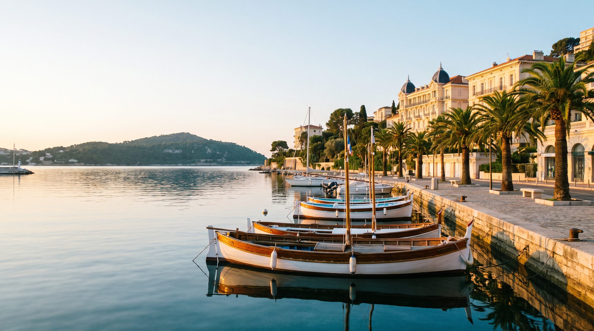 Beaulieu's harbour at first light — the quieter start to the same coast